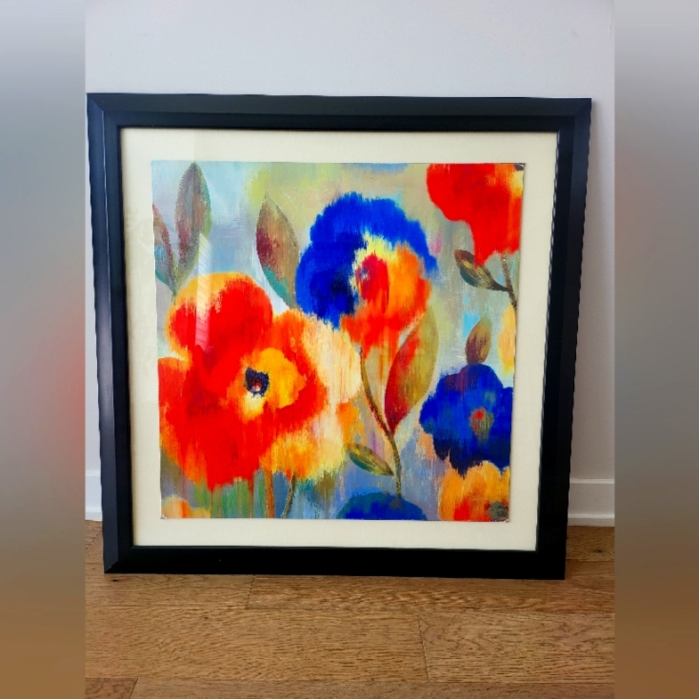 Vibrant Floral Art Print in Black Frame